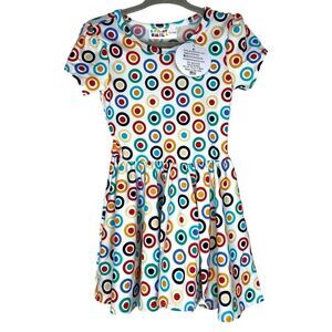 NEW Dot Dot Smile White Colorful Targets Cap Sleeve Dress 12-24M